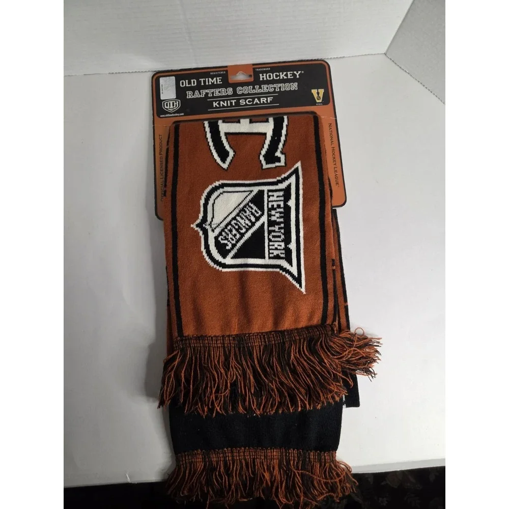 NHL‎ Old Time Hockey Rafters Collection Original 6 Knit Scarf Black Orange NWT